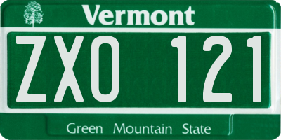 VT license plate ZXO121
