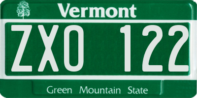 VT license plate ZXO122