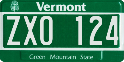 VT license plate ZXO124