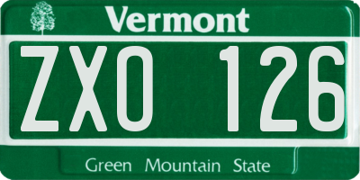 VT license plate ZXO126
