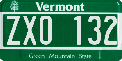 VT license plate ZXO132