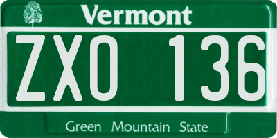 VT license plate ZXO136