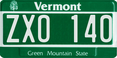 VT license plate ZXO140