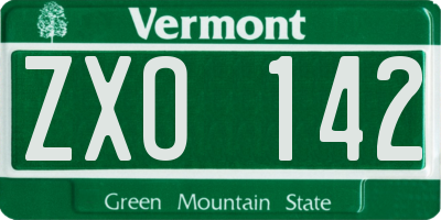VT license plate ZXO142