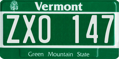 VT license plate ZXO147