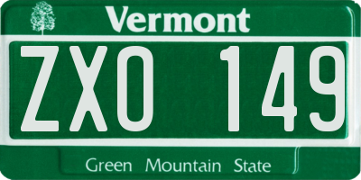 VT license plate ZXO149