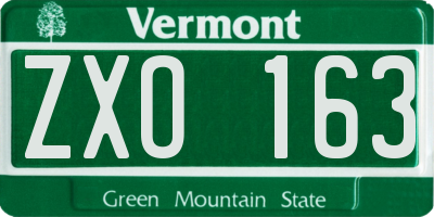 VT license plate ZXO163