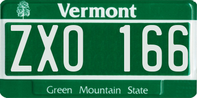 VT license plate ZXO166