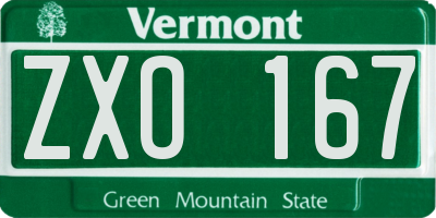 VT license plate ZXO167