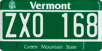 VT license plate ZXO168