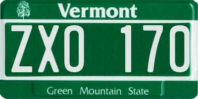 VT license plate ZXO170