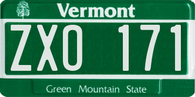 VT license plate ZXO171