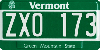 VT license plate ZXO173