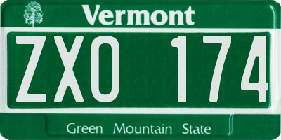 VT license plate ZXO174
