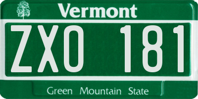 VT license plate ZXO181