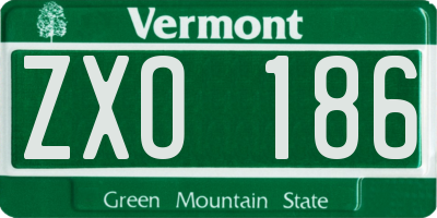 VT license plate ZXO186