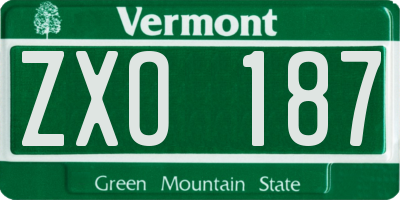 VT license plate ZXO187