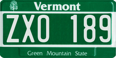 VT license plate ZXO189