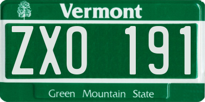VT license plate ZXO191