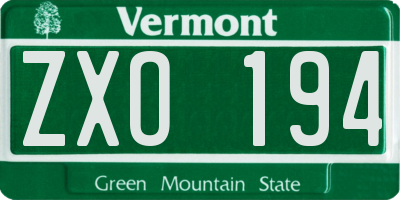 VT license plate ZXO194