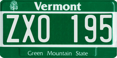 VT license plate ZXO195