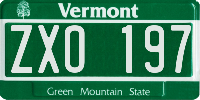 VT license plate ZXO197