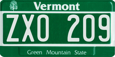 VT license plate ZXO209