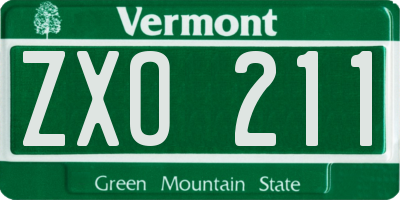 VT license plate ZXO211