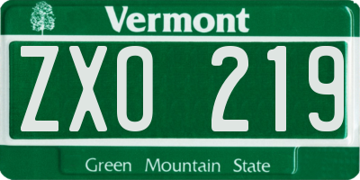 VT license plate ZXO219