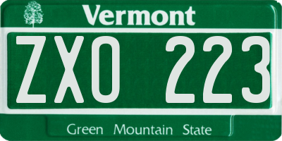 VT license plate ZXO223