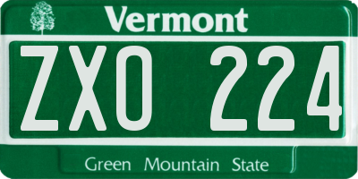 VT license plate ZXO224