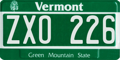 VT license plate ZXO226