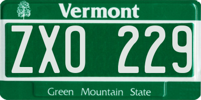 VT license plate ZXO229
