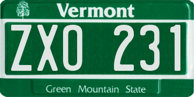 VT license plate ZXO231