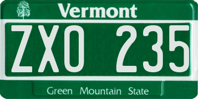 VT license plate ZXO235