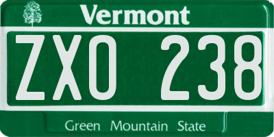 VT license plate ZXO238