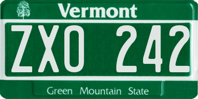 VT license plate ZXO242