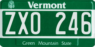 VT license plate ZXO246