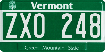 VT license plate ZXO248