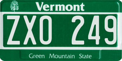 VT license plate ZXO249