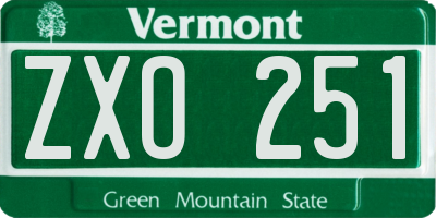 VT license plate ZXO251