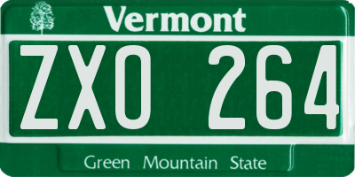 VT license plate ZXO264