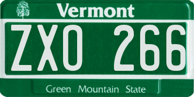VT license plate ZXO266