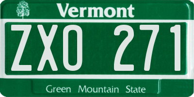 VT license plate ZXO271