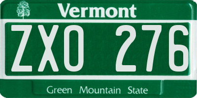 VT license plate ZXO276