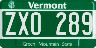 VT license plate ZXO289