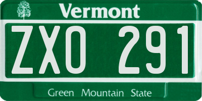VT license plate ZXO291