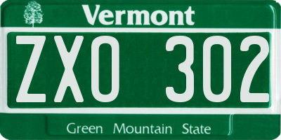VT license plate ZXO302