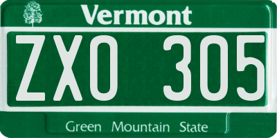 VT license plate ZXO305