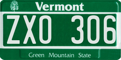 VT license plate ZXO306